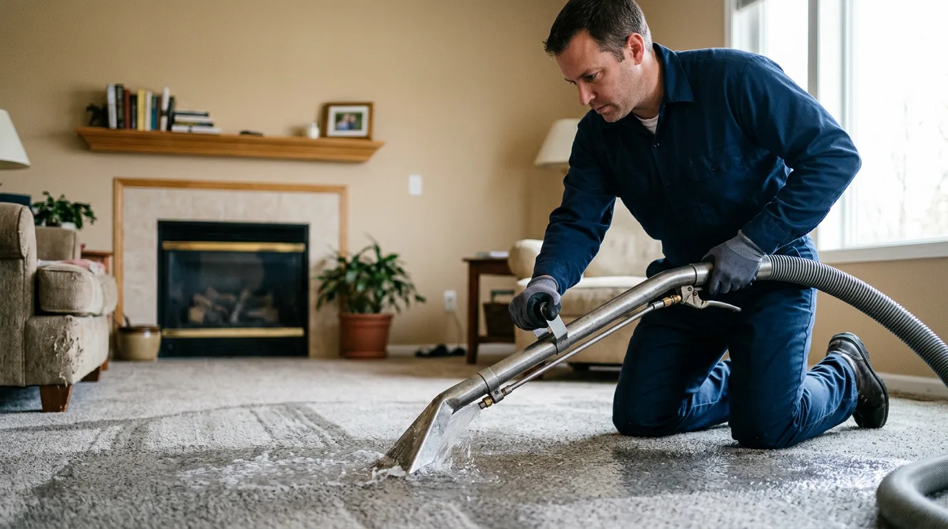 Water damage restoration technician working near Romulus, NY
